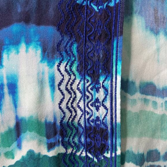 La Blanca Kimono Cover Up Size S/M Blue White Mermaid Embroidered Open Front - Picture 8 of 12